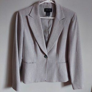 Focus 2000 Women Light Grey Tweed Woven Career Blazer, Size 6